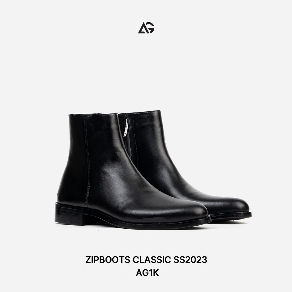 Giày boots nam cao cấp da bò nhập khẩu Zip boots handmade August shoes AG1K chính hãng bảo hành 12 tháng