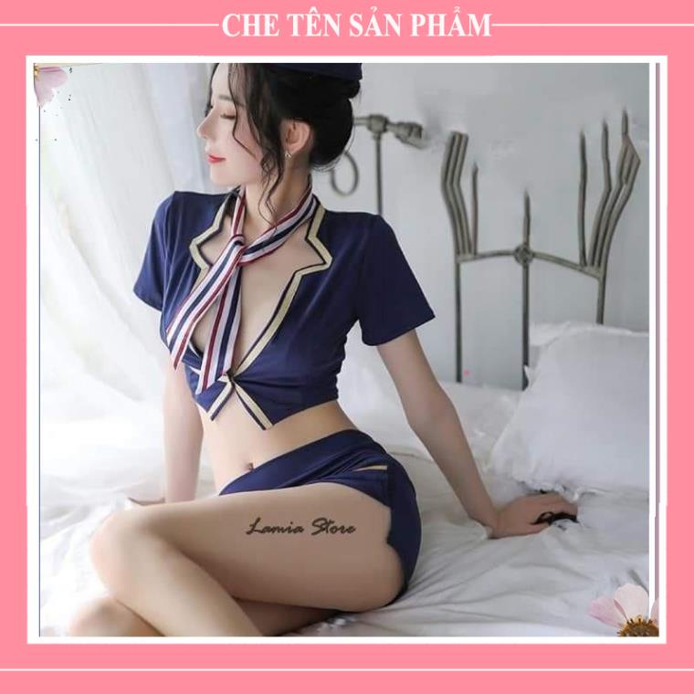 Bộ đồ ngủ cosplay nữ tiếp viên croptop 1750 DJ gợi cảm sexy,váy ngủ bó sát đồng phục bar sàn PJ - Hà Nội - QUIN BEE