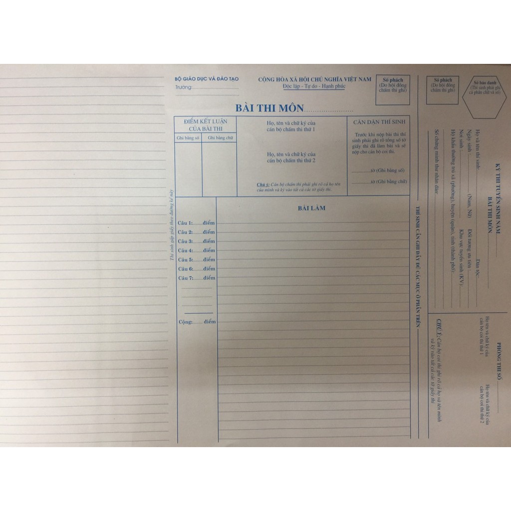 50 tờ Giấy thi khổ A3