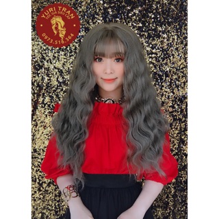 Tóc bộ siêu cấp YuriTran (Sóng xù 2 màu: đen- xám nâu)