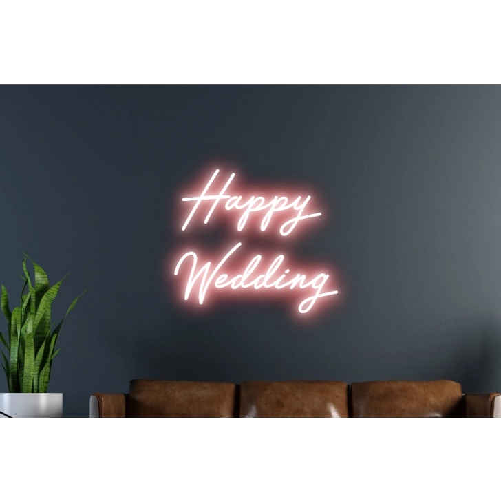 Đèn Trang Trí Led Neon Sign chữ Happy Wedding - Decor, Trang trí tiệc cưới |Ghiền Decor, Nhận thiết kế theo yêu cầu