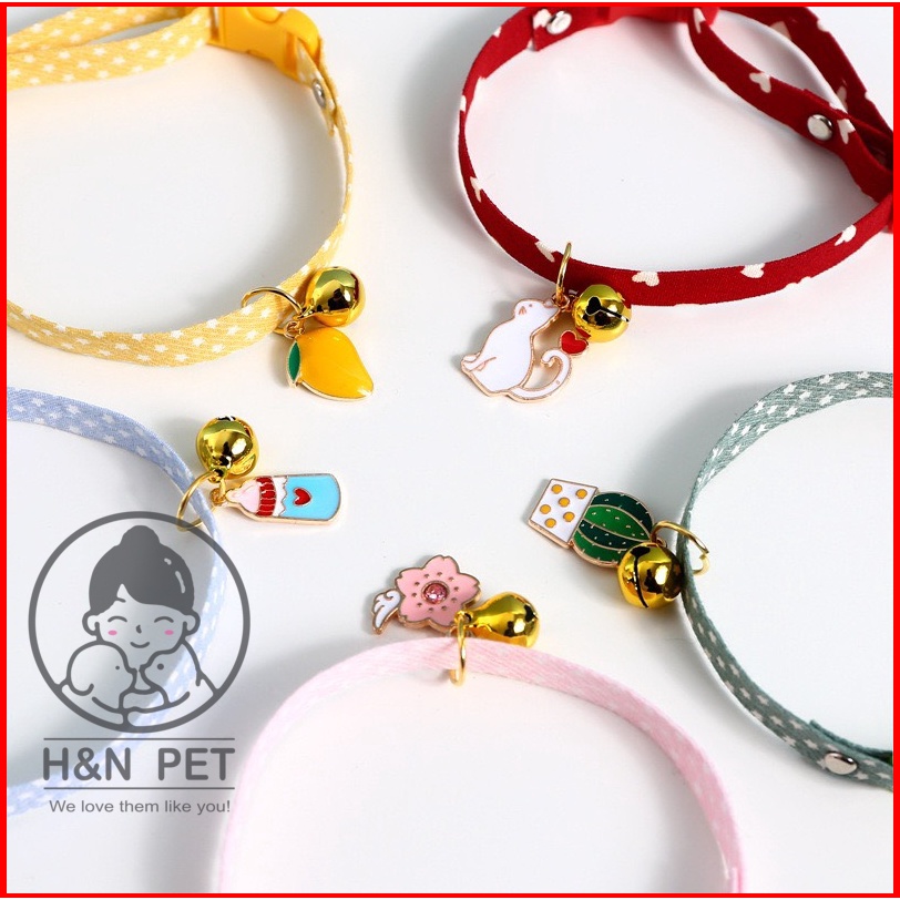 Vòng cổ chó mèo kẻ màu hoạt tiết treo H&amp;N PET