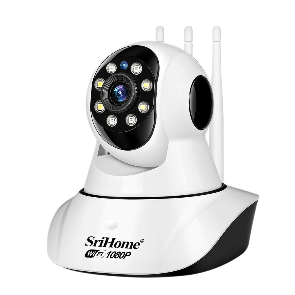 Camera IP Wifi SriHome SP029 3 Râu 2MP FullHD 1080P, Có màu ban đêm, Xoay 355 độ (Trắng) - 4 phân loại tùy chọn - Phụ Ki