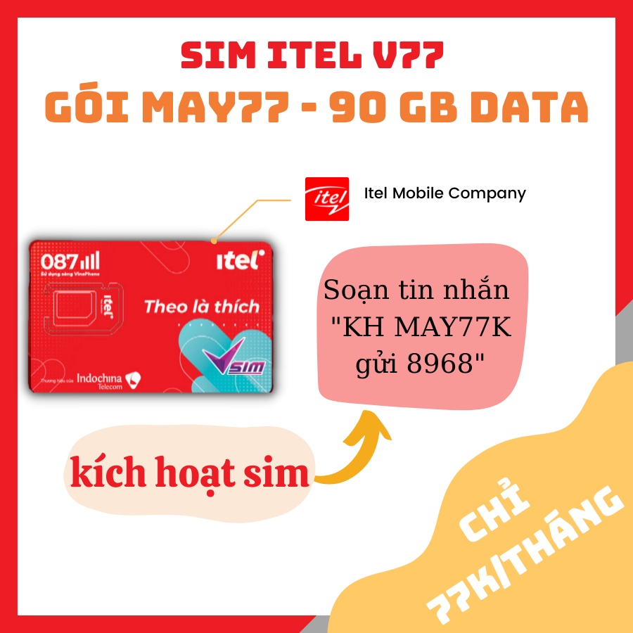 Sim 4G ITEL V77 Với 3Gb Data 1 Ngày - Gọi Miễn Phí Nội Mạng Và VinaPhone Dưới 10 Phút