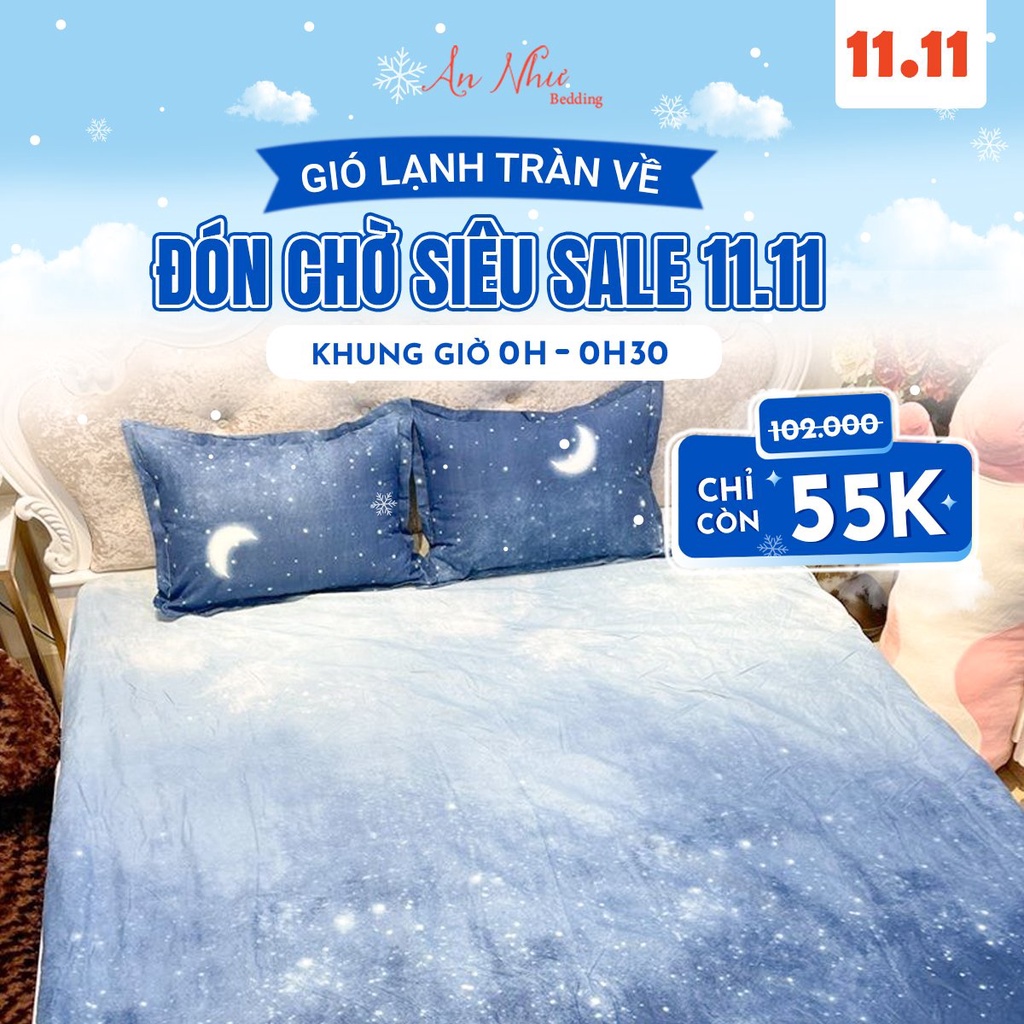 Bộ ga gối 💖m6/m8💖 drap giường poly, ga trải giường + 2 vỏ gối nằm đơn giản An Như Bedding
