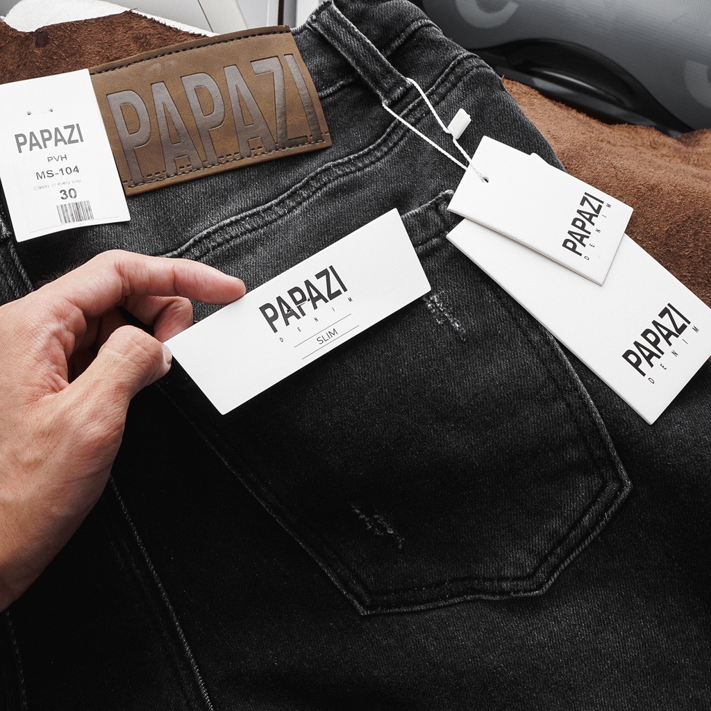 𝐐𝐮𝐚̂̀𝐧 𝐉𝐞𝐚𝐧𝐬 dài Mã_104_1, fom slim, rách nhẹ, gam màu xám khói co giãn dễ phối đồ, Thời trang nam PAPAZI