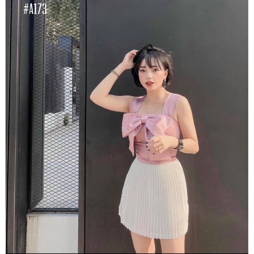 Chân váy xếp ly ngắn có lót quần màu trắng, đen MSA173