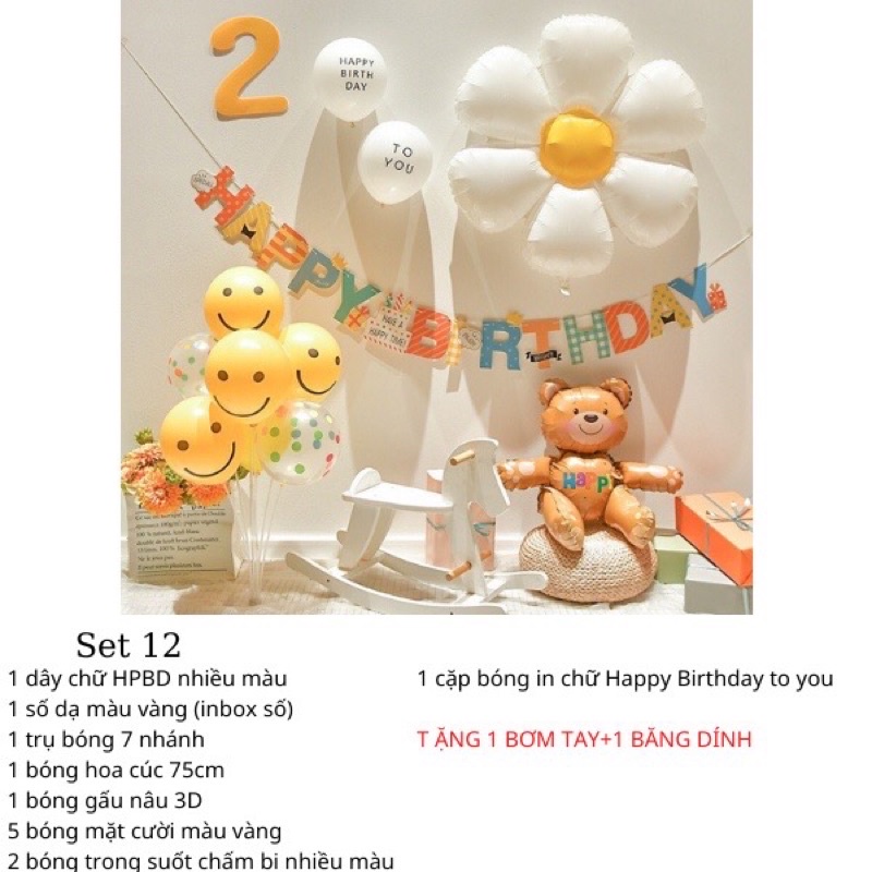 FREESH,set bóng bay trang trí sinh nhật,trang trí thôi nôi bé trai bé gái KÈM TRỤ 7 NHÁNH