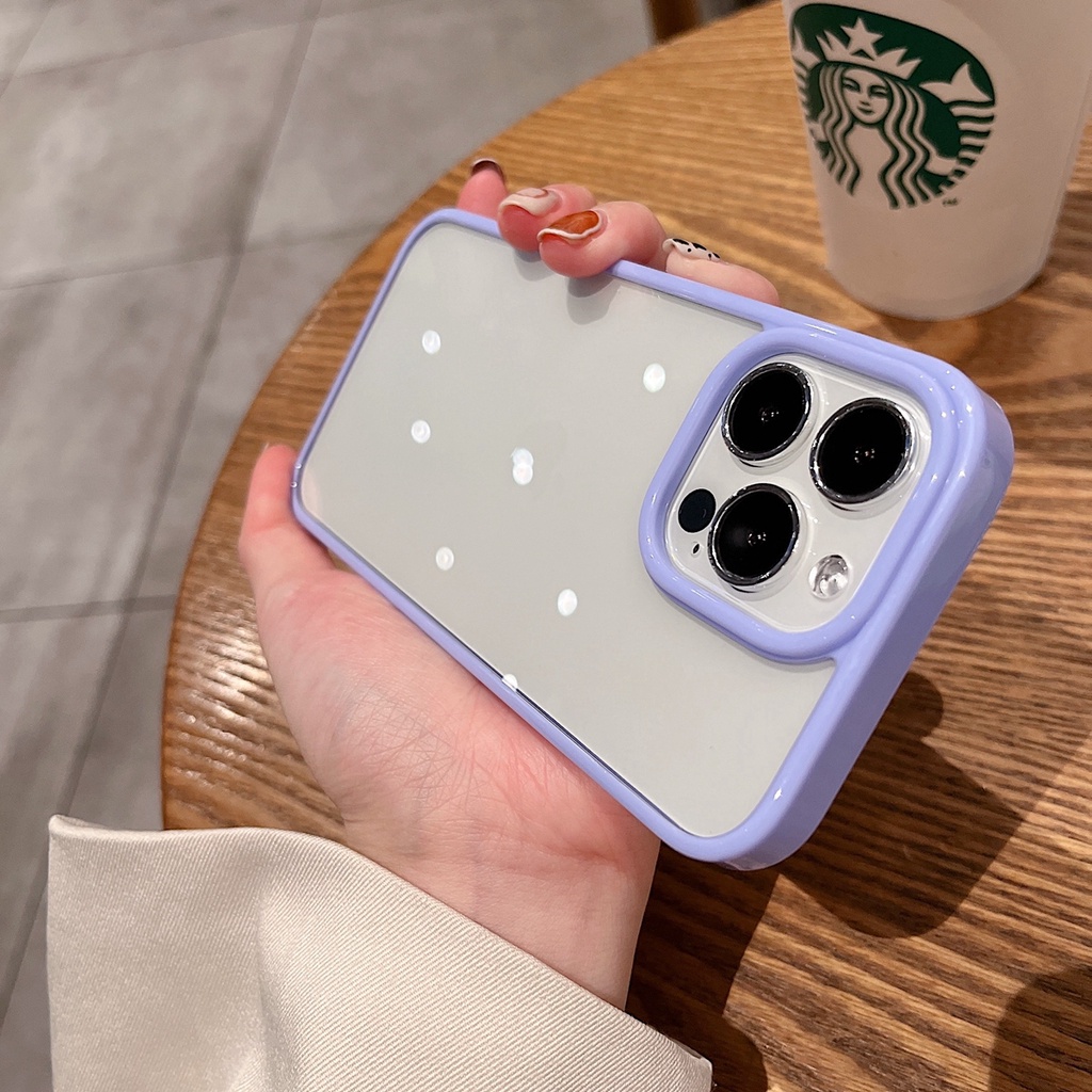 Ốp điện thoại silicon trong suốt viền vuông màu kẹo thích hợp cho iPhone 11 Pro MAX 12 Pro 13 Pro MAX