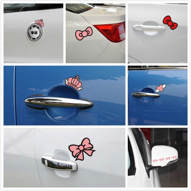 Miếng Đề Can Dán Trang Trí Xe Hơi / Cửa Sổ Hình Nơ Hoạt Hình Chống Nước