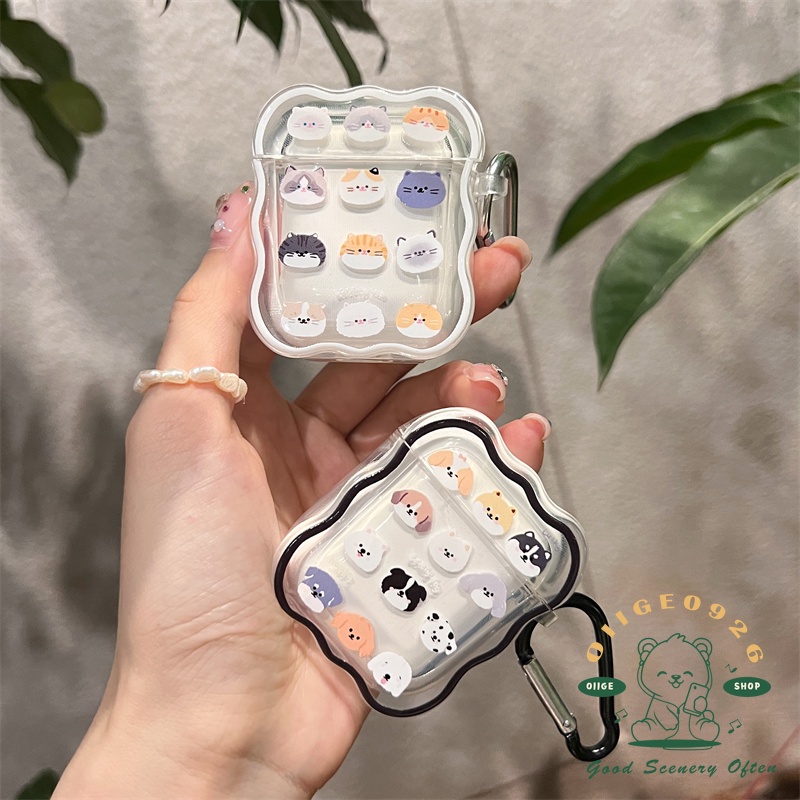 Vỏ Bảo Vệ Hộp Sạc Tai Nghe airpods 1 / 2 / 3 Pro Họa Tiết Hoạt Hình Chó Mèo Dễ Thương