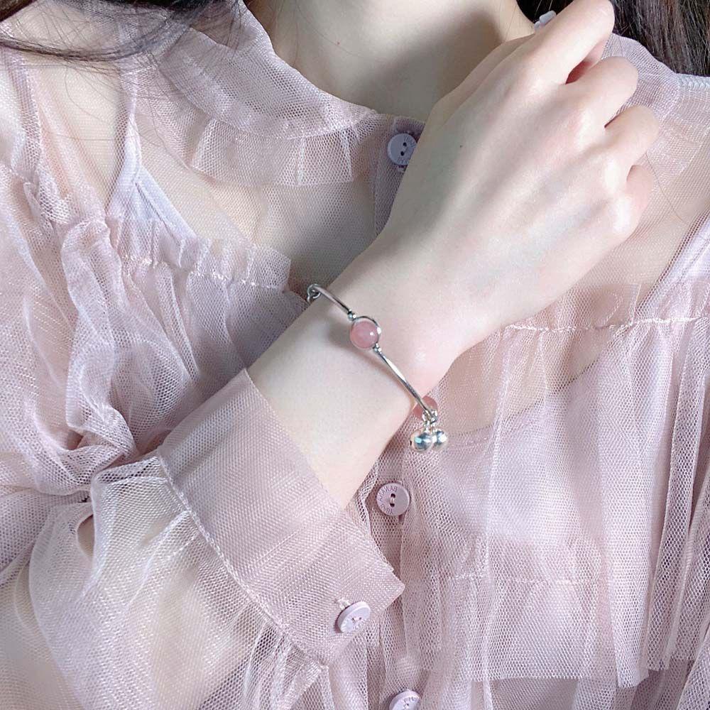 Vòng Tay Đính Chuông Và Dâu Tây Đỏ Phong Cách Retro|Vòng Tay Phong Cách Hàn Quốc