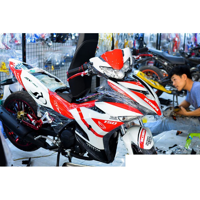 Tem trùm exciter 150 ♦FREESHIP♦ trắng đỏ mẫu mới, độ team trùm decal xe máy ex dán đời 2015-2020