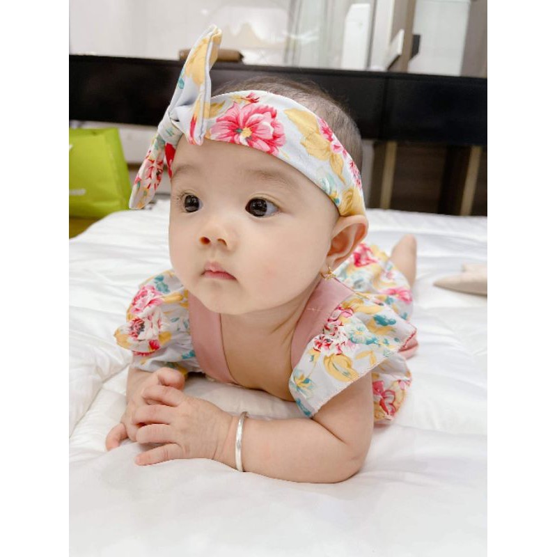 Bodysuit nơ đẹp cho bé ❤️ FREESHIP ❤️ BODY trẻ em kèm turban từ ss -13kg chất Lụa Hàng Châu mềm mại