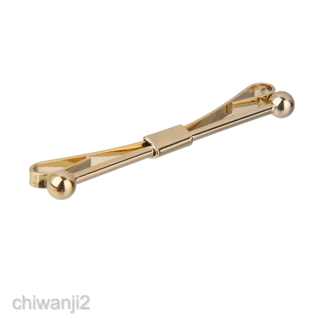 Set 2 kẹp cà vạt kết hợp với cổ áo sơ mi màu vàng/ bạc dùng làm quà tặng dành cho nam
