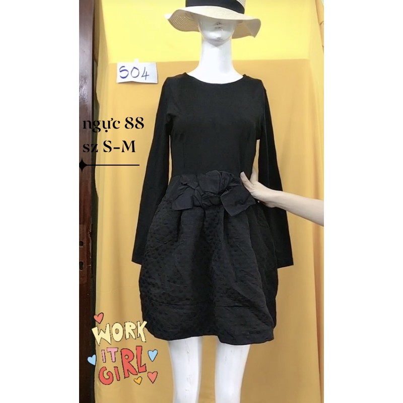 đầm đen nơ to xoè size S-m.S04