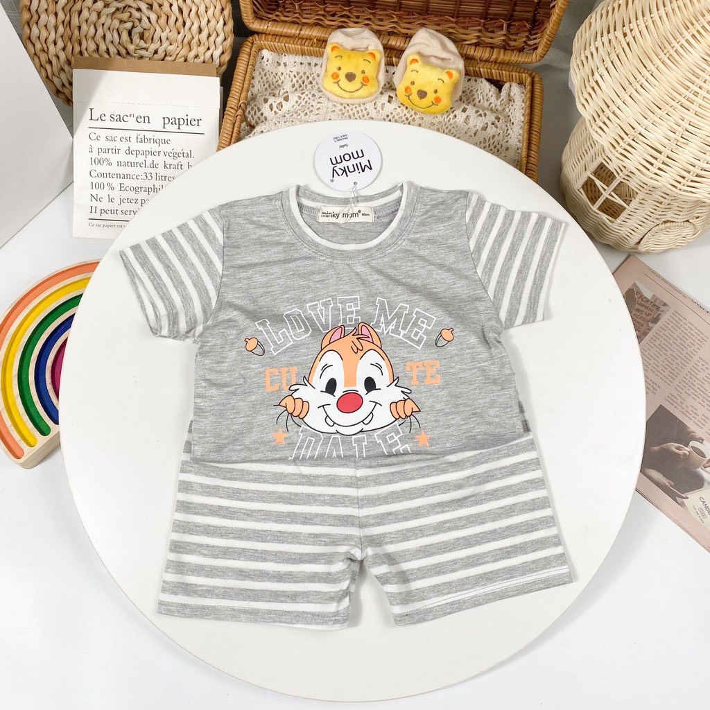 [SALE] Bộ Quần Áo Bé Gái, Bé Trai Minky Mom Vải Thun Lạnh In Chữ LOVE ME Cổ Viền, Bộ Cộc Tay Cho Bé Mặc Nhà MKM2222