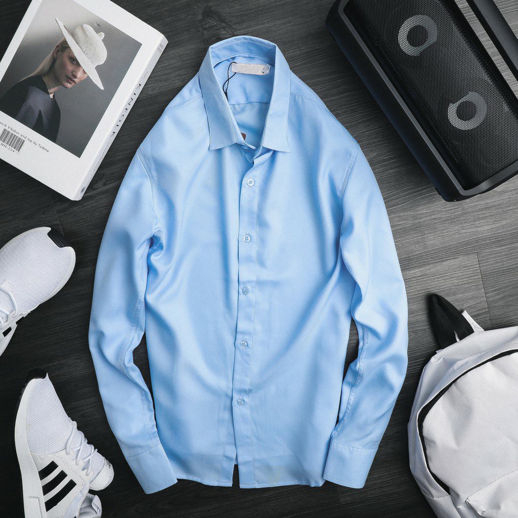 Áo sơ mi nam nữ dài tay áo form rộng unisex sơ mi form rộng vải lụa thái chống nhăn chống bai xù | BigBuy360 - bigbuy360.vn