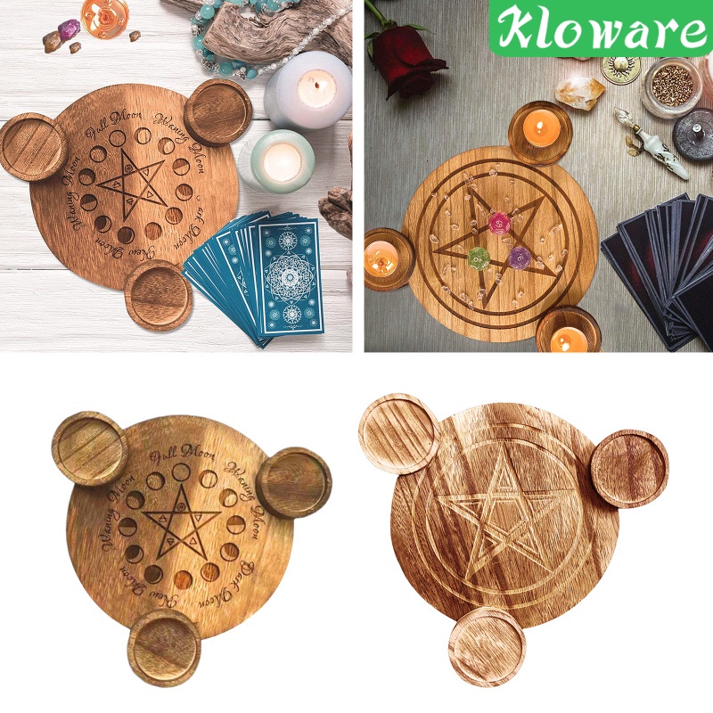Đế đỡ đèn cầy/ bài tarot bằng gỗ để bàn trang trí phòng khách/ phòng tắm