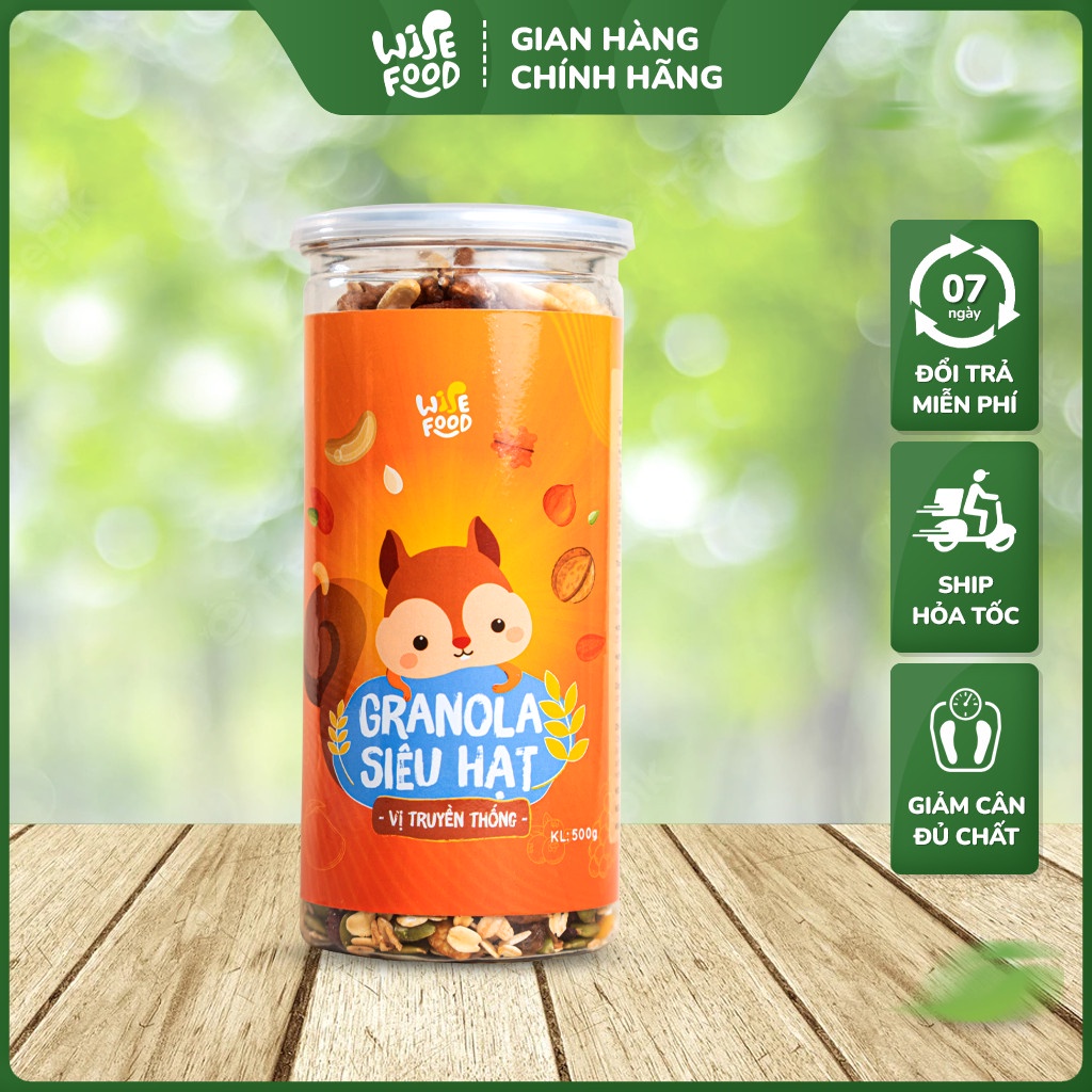 Granola siêu hạt 500gram Wise Food Store
