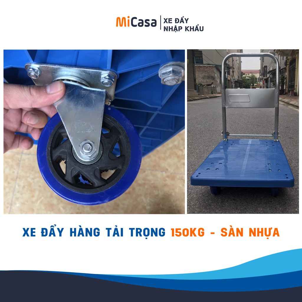 [Mã LIFEHL50K giảm 10% đơn 200K] Xe Đẩy 4 Bánh Cao Su Chống Ồn, Xe Đẩy Đa Năng 4 Bánh Gấp Gọn Tải Trọng Lớn