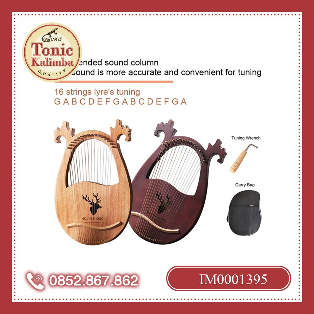 Đàn lyre 16 dây MOLIN gỗ Maple Harp IM0001395-MOLIN- Hàng chính hãng