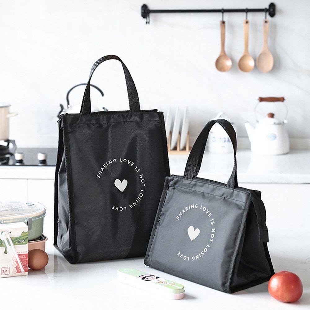 Túi Đựng Hộp Cơm Trưa Bằng Vải Oxford Chống Nước Họa Tiết Trái Tim Đơn Giản