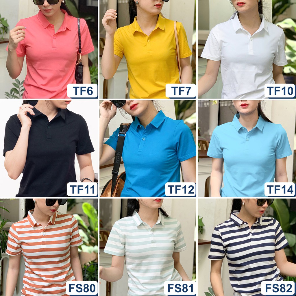 Áo thun nữ Cổ Sơ Mi (Cổ trụ) TOLI, chất cotton 4 chiều mềm mịn, co dãn Xanh Ya | BigBuy360 - bigbuy360.vn