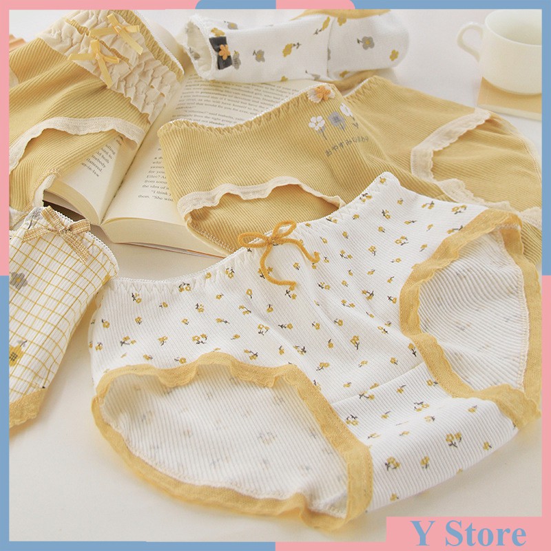 Quần Lót Cotton Co Dãn 4D Hoa Vàng Hoàng Kim 1315
