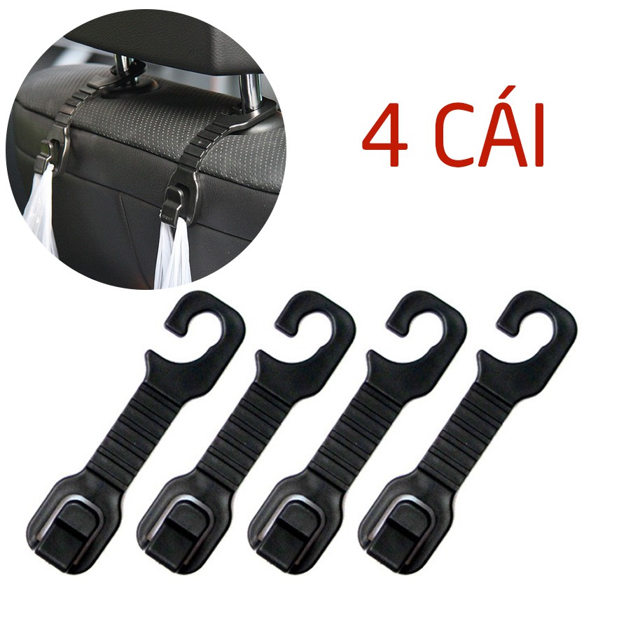 Combo 4 cái giá móc treo đa năng gắn tựa đầu treo đồ vật sau ghế ô tô, xe hơi chịu tải Legaxi