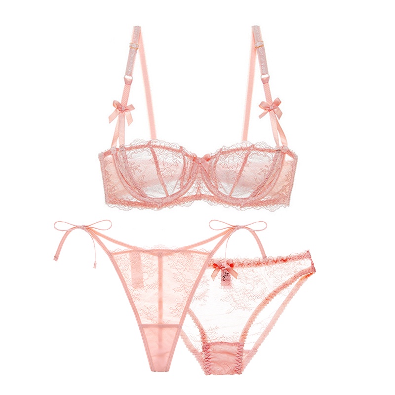 Set nội y Varsbaby trong suốt phối nơ có quần lót dây quyến rũ cho nữ