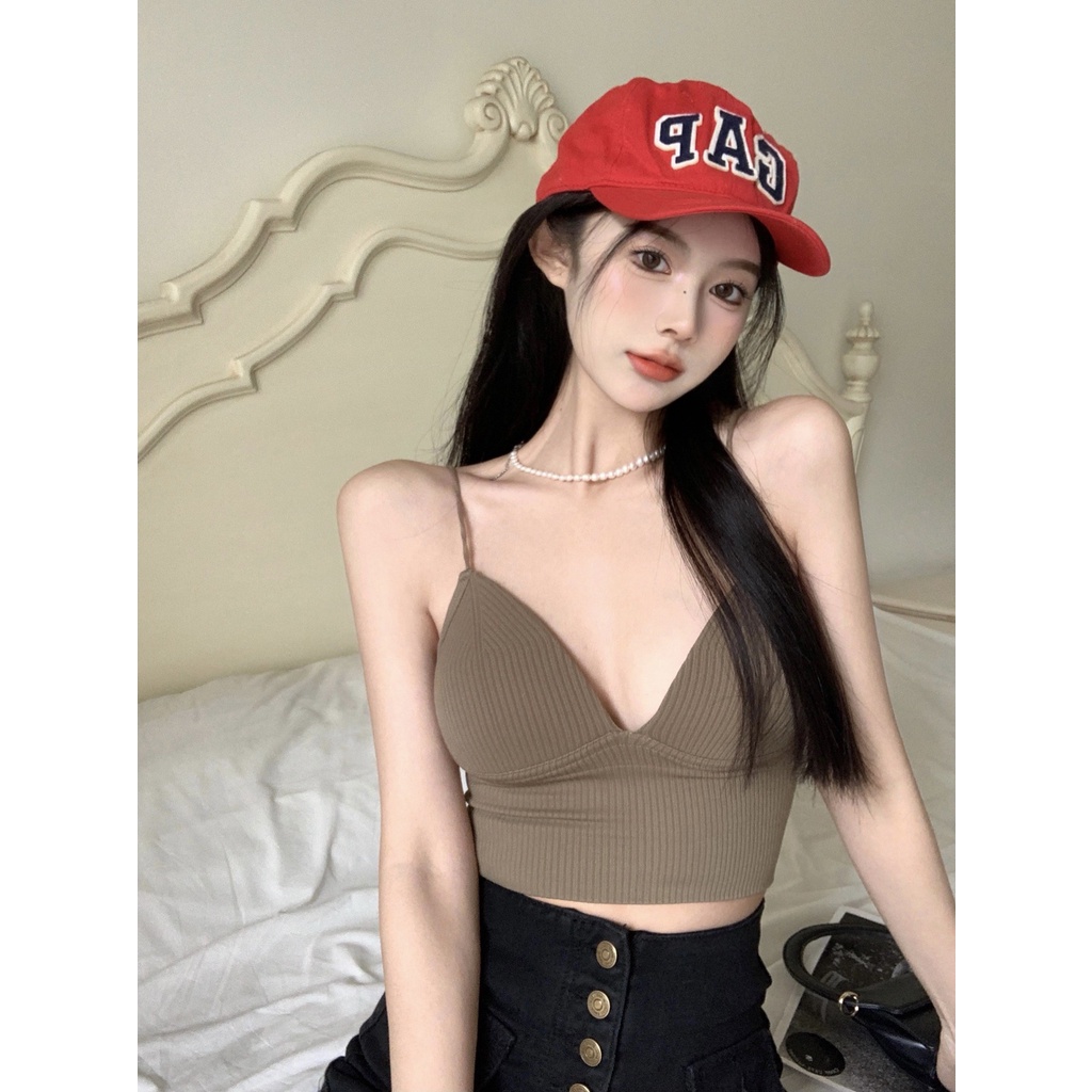 Áo Bra Nữ Tăm Hai Dây Mảnh Co Giãn Mềm Mịn Sexy 1833