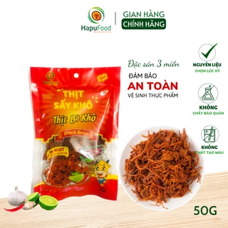 Khô bò sợi HAPUFOOD 35G - 50G túi tiện lợi, ăn liền, cay vừa miệng- Đồ ăn vặt cho mẹ và bé
