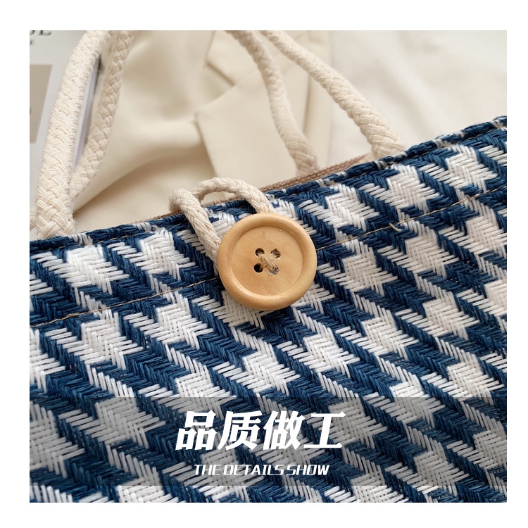 Túi tote trong túi vải lanh nữ hoạ tiết Houndstooth thời trang YM380