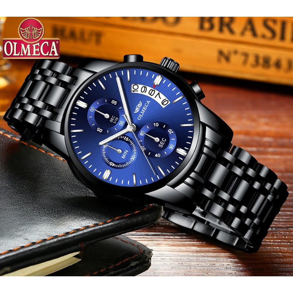 (CHUẨN MEN) Đồng Hồ Nam Chạy 6 Kim OLMECA Máy Nhật_Kính Tráng Sapphire Dây Thép Đúc Đặc _Full Box | BigBuy360 - bigbuy360.vn