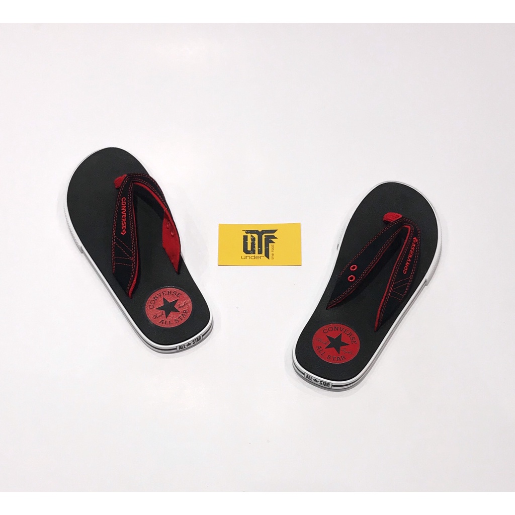 MỚI - Dép Converse đen logo đỏ quai vải chính hãng