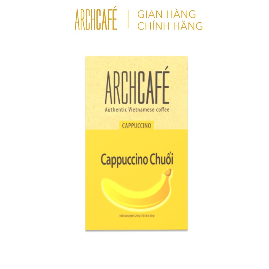 Combo 3 Archcafé Pha Chế: Cappuccino Dừa, Cappuccino Chuối, Cappuccino Sầu riêng (hộp 12 gói x 20g)