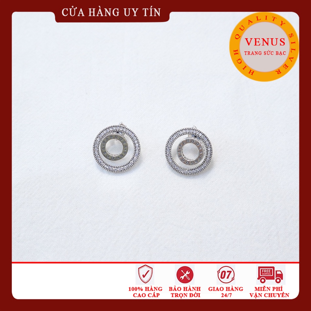 [Hàng cao cấp] Bông tai bạc 925 tròn 2 vòng- Trang sức bạc Venus