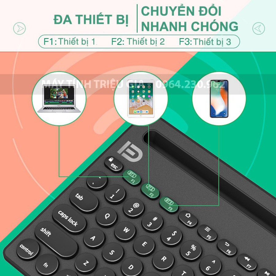 Bàn phím Bluetooth Forter  IK3381 - Hàng Chính Hãng - Bảo Hành 12 Tháng - 1 Đổi 1 Trong 7 Ngày