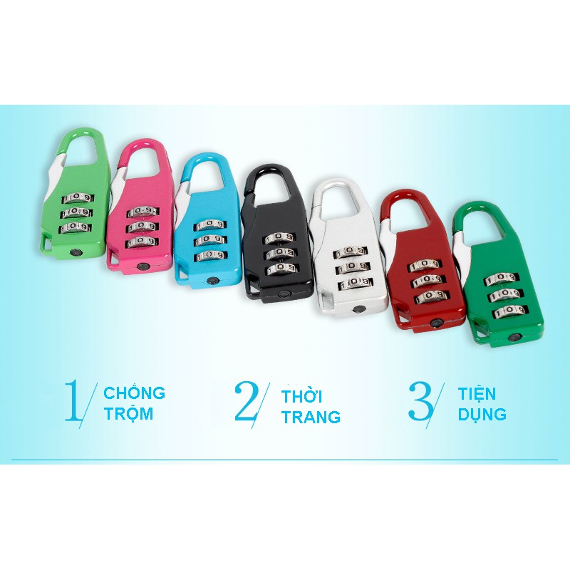 [Mã WAST10K giảm 10K đơn bất kỳ] Khóa số mini, khóa balo, khóa túi xách, khóa hành lý, khóa vali giá rẻ