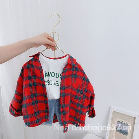 Stylish Square Plaid Long Sleeve Shirt For Baby