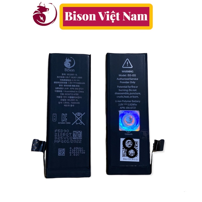 Pin Bison Con Trâu 5/5S/5C Con Trâu + Tặng Kèm Vít + Seal Pin