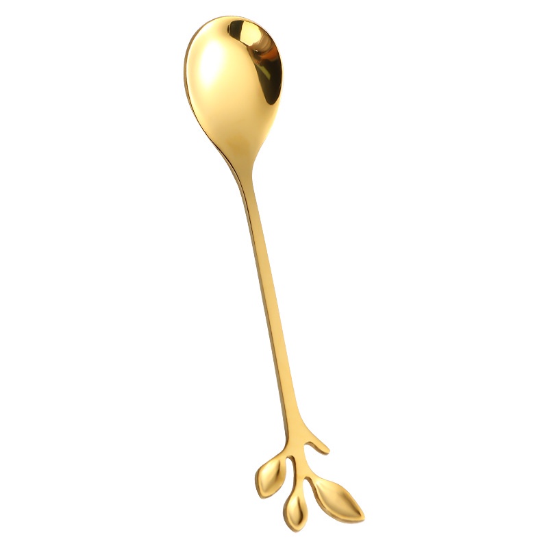 Bộ Muỗng Nĩa Ăn Tráng Miệng Hình Chiếc Lá Bằng Thép Không Gỉ Dễ Thương Xinh Xắn