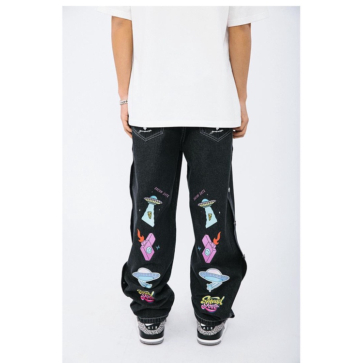 Quần Jeans Nam Ống Rộng Phong Cách Hip Hop Thời Trang Cá Tính