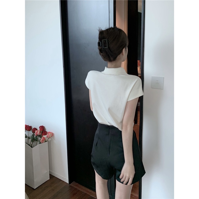 Áo thun tay ngắn cổ bẻ dáng rộng mỏng phong cách Hàn Quốc thời trang mới dành cho nữ