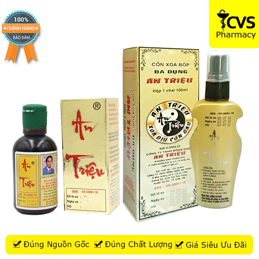 Cồn xoa bóp An Triệu - Xoa dịu đau lưng và nhức mỏi - cvspharmacy