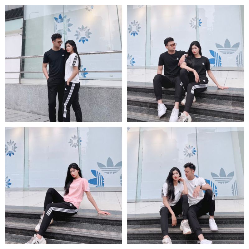 Bộ thể thao nam nữ bộ đồ đôi adiddas quần jogger sành điệu. hành cotton đẹp FULL TAG