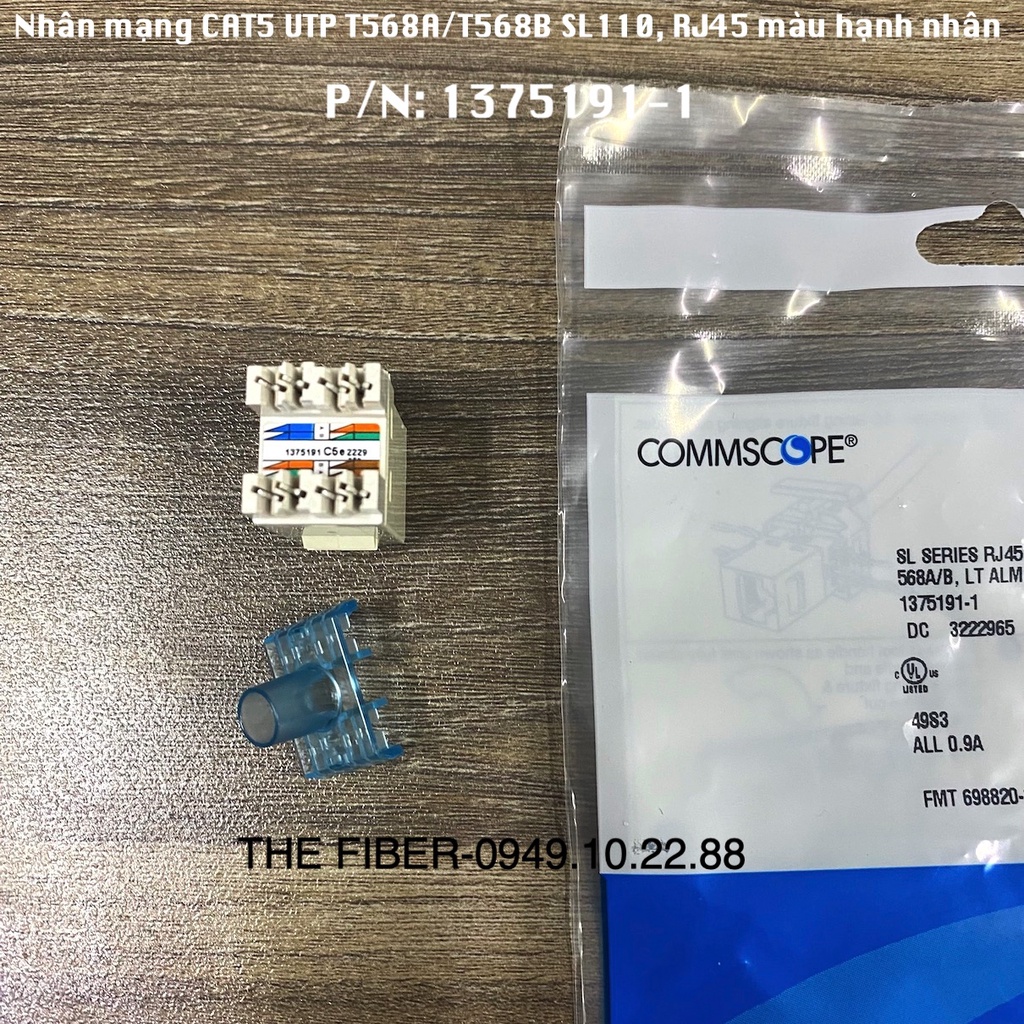 Nhân mạng CAT5e UTP, T568A/T568B, SL110, RJ45, màu hạnh nhân, P/N: 1375191-1 - Chính hãng COMMSCOPE
