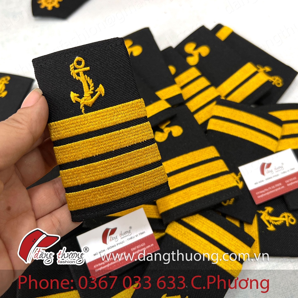 Cầu vai galon thuyền trưởng, máy trưởng, đại phó, thủy thủ các loại cao cấp loại luồn ống