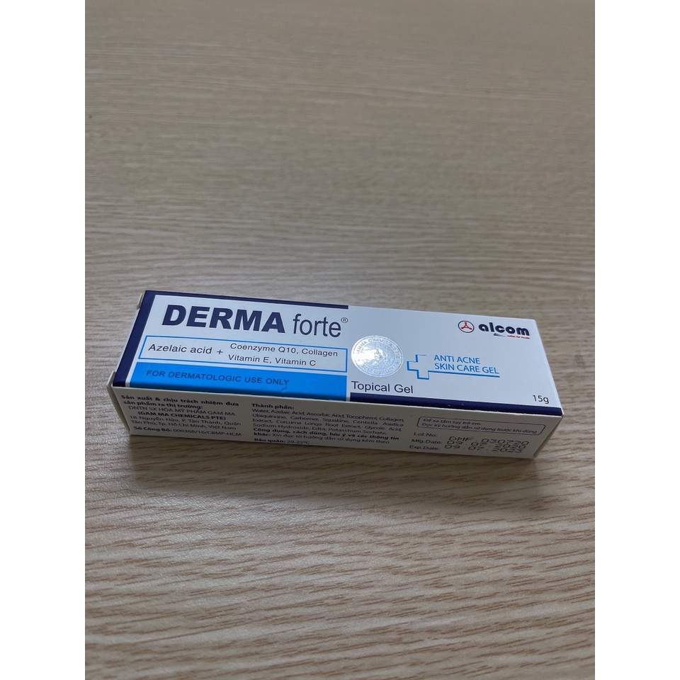 Gel Ngừa Mụn Derma Forte 15g - Giảm Vết Thâm, Làm Sạch Da, Sáng Da